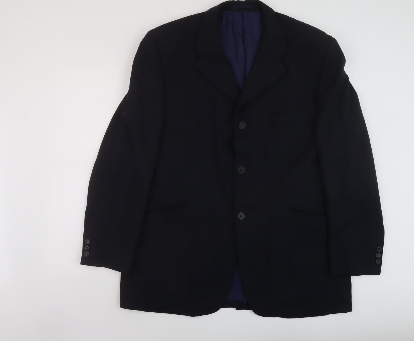 Jefff Banks Mens Blue Wool Jacket Suit Jacket Size 44 Regular