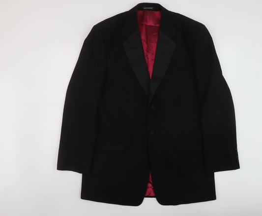 Dale Rhodes Mens Black Polyester Jacket Suit Jacket Size 44 Regular