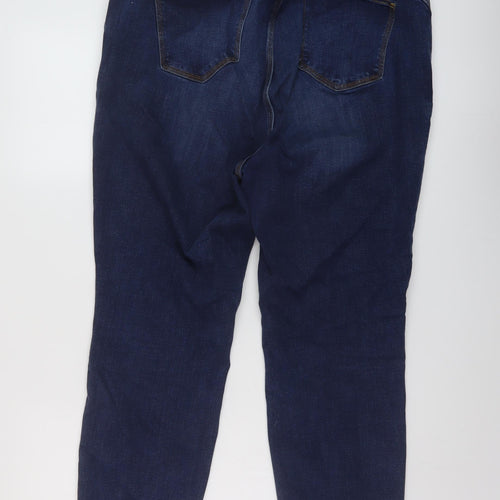 Marks and Spencer Womens Blue Cotton Skinny Jeans Size 20 L28 in Regular Button