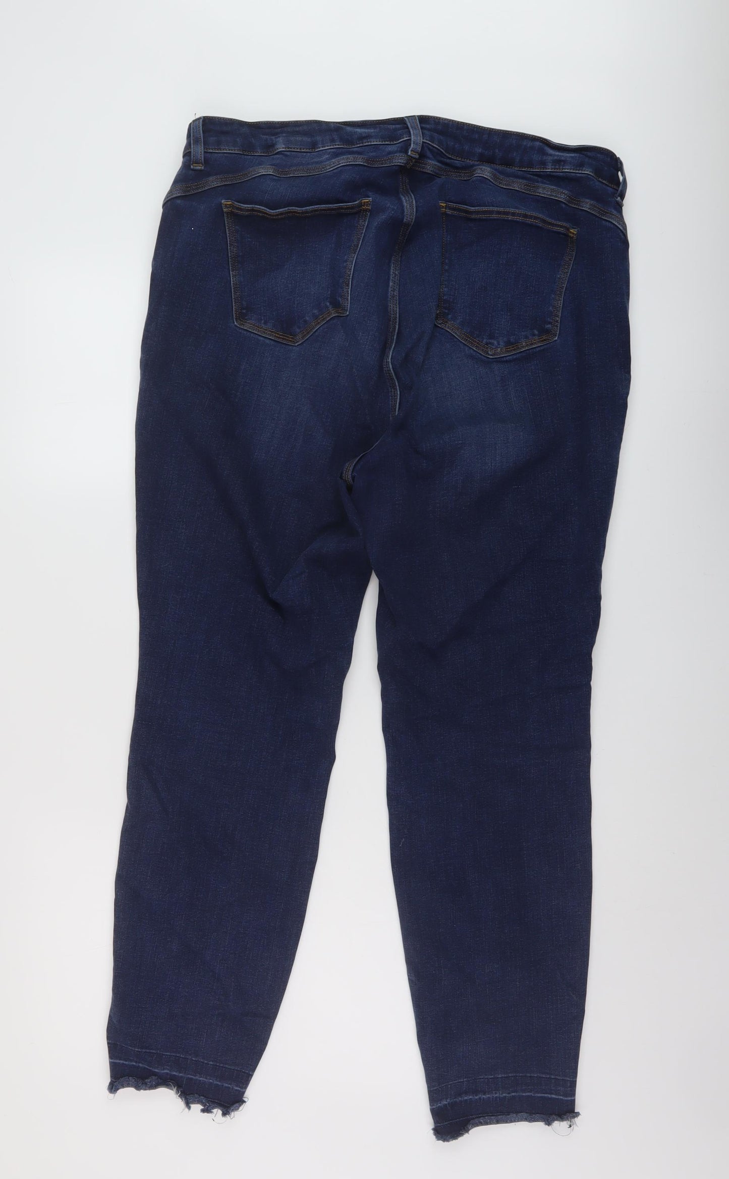 Marks and Spencer Womens Blue Cotton Skinny Jeans Size 20 L28 in Regular Button