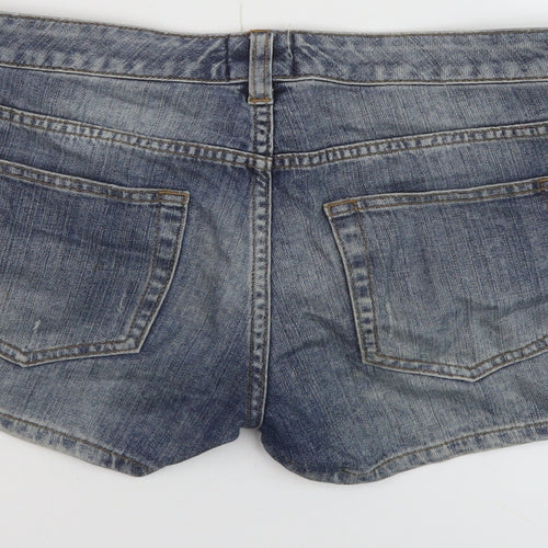 H&M Womens Blue Cotton Hot Pants Shorts Size 8 L3 in Regular Button