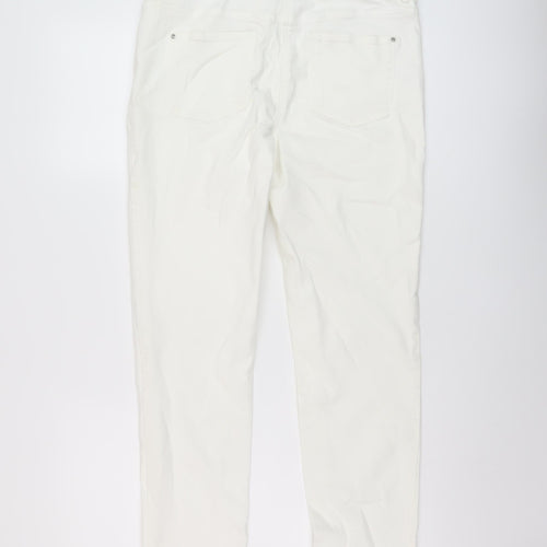 NEXT Womens Ivory Cotton Straight Jeans Size 12 L28 in Regular Button