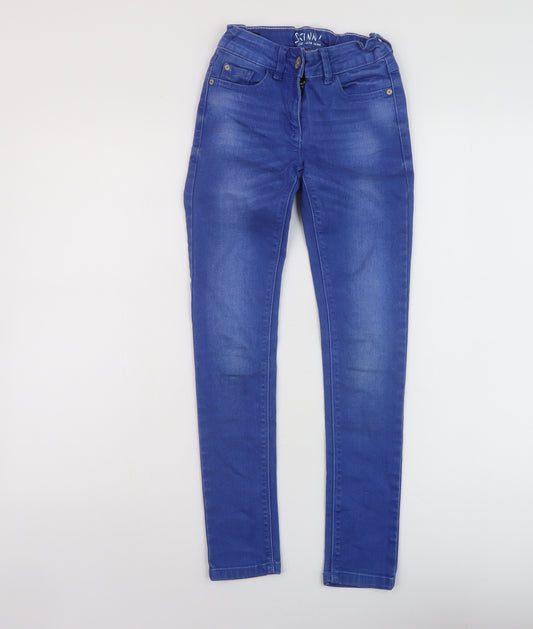 NEXT Girls Blue Cotton Skinny Jeans Size 10 Years Regular Button