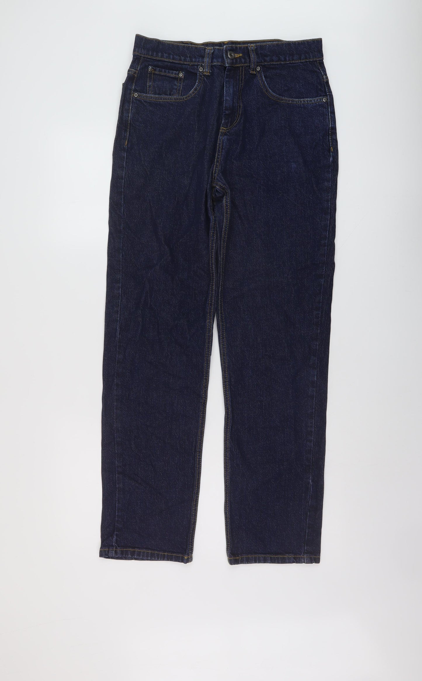 John Lewis Mens Blue Cotton Straight Jeans Size 30 in L32 in Regular Button