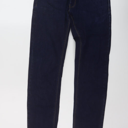 Marks and Spencer Mens Blue Cotton Straight Jeans Size 30 in L31 in Slim Button