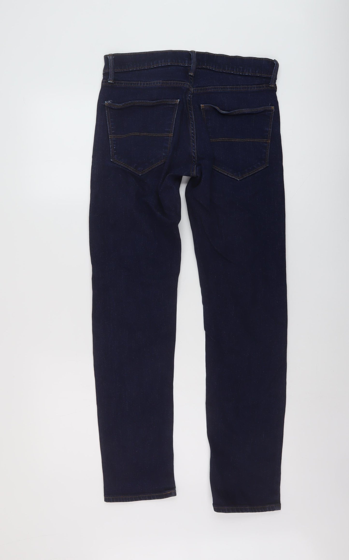 Marks and Spencer Mens Blue Cotton Straight Jeans Size 30 in L31 in Slim Button