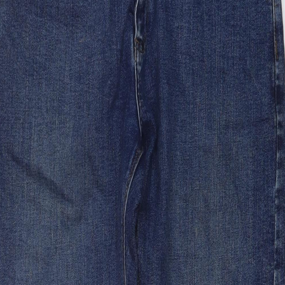 Marks and Spencer Mens Blue Cotton Straight Jeans Size 30 in L33 in Regular Button