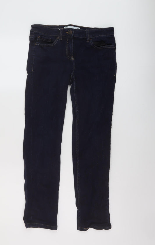 NEXT Womens Blue Cotton Straight Jeans Size 12 L27 in Regular Button