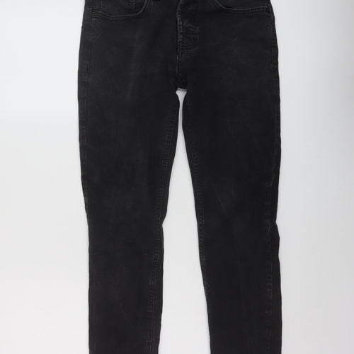 Denim & Co. Mens Black Cotton Straight Jeans Size 30 in L30 in Regular Button