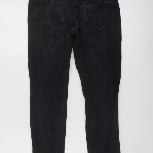 Denim & Co. Mens Black Cotton Straight Jeans Size 30 in L30 in Regular Button