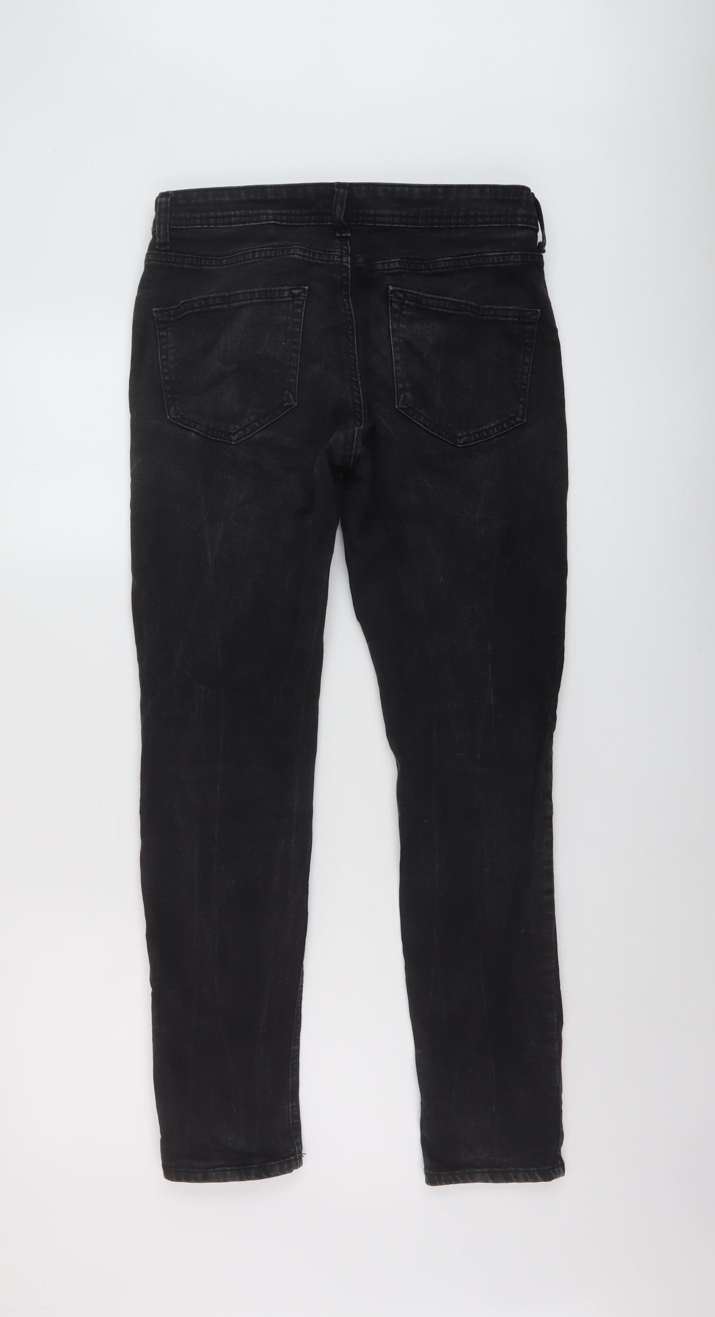 Denim & Co. Mens Black Cotton Straight Jeans Size 30 in L30 in Regular Button