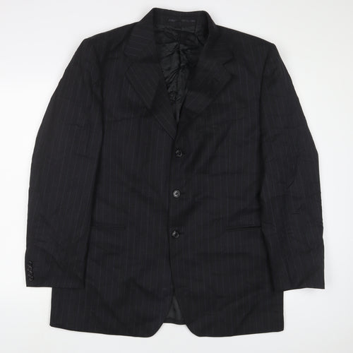 Gucci Mens Grey Striped Wool Jacket Suit Jacket Size 44 Regular