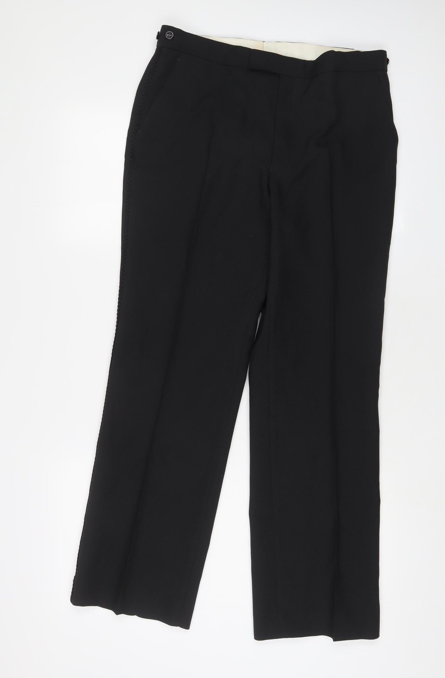 C&A Womens Black Polyester Trousers Size 10 L30 in Regular Hook & Eye - Embroidered