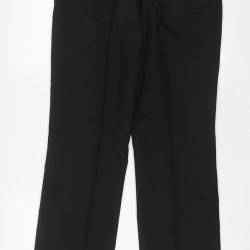 C&A Womens Black Polyester Trousers Size 10 L30 in Regular Hook & Eye - Embroidered