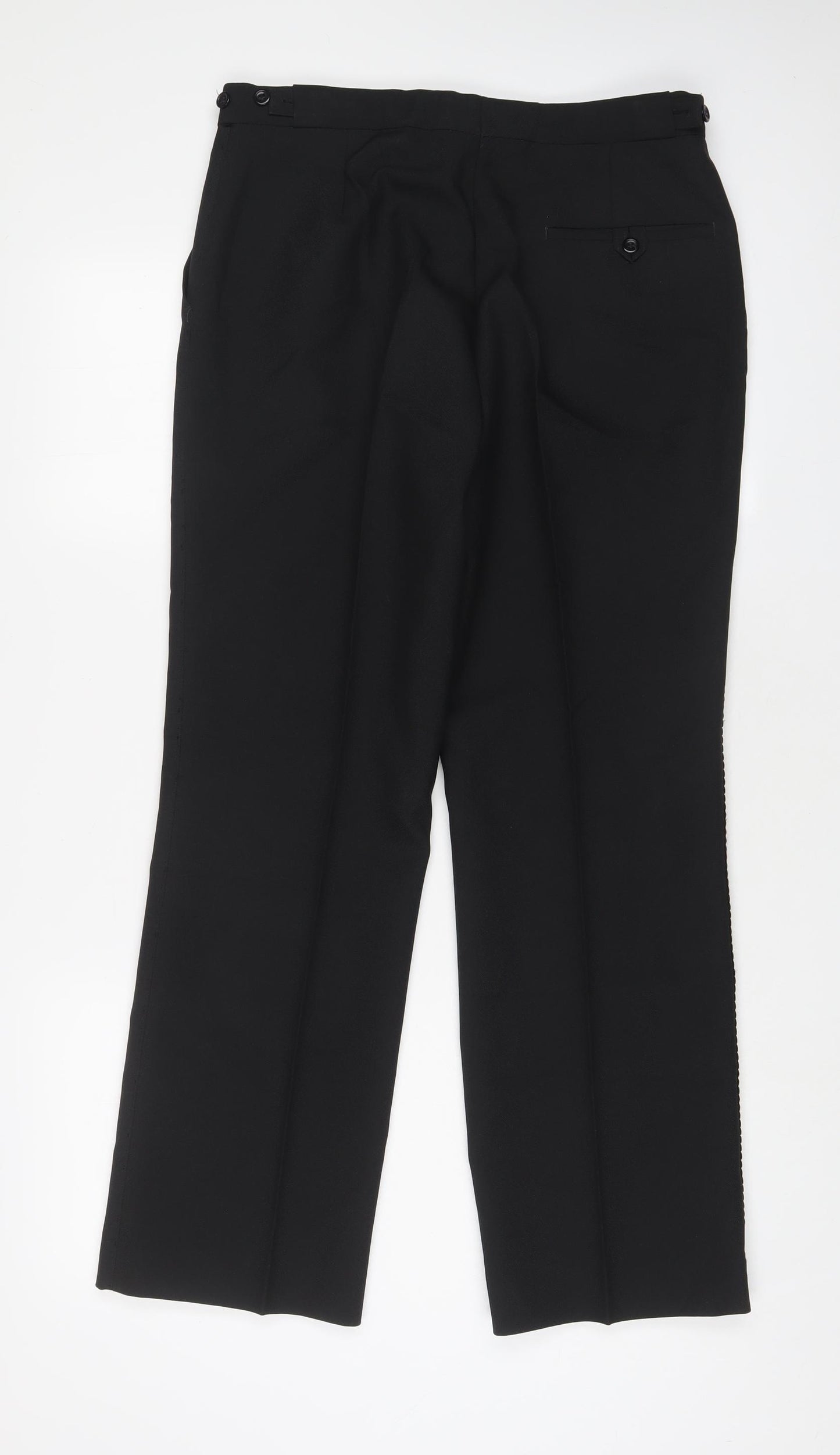 C&A Womens Black Polyester Trousers Size 10 L30 in Regular Hook & Eye - Embroidered