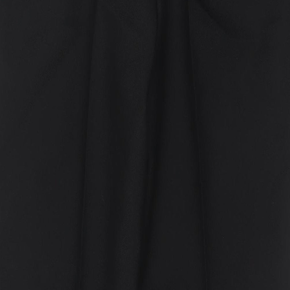 C&A Womens Black Polyester Trousers Size 10 L30 in Regular Hook & Eye - Embroidered