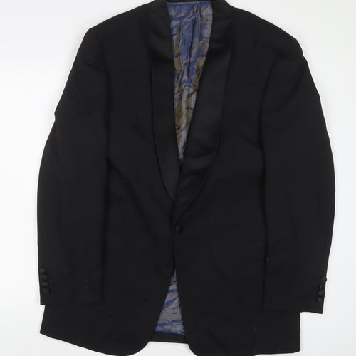 Moss Bros Mens Black Wool Jacket Suit Jacket Size 42 Regular