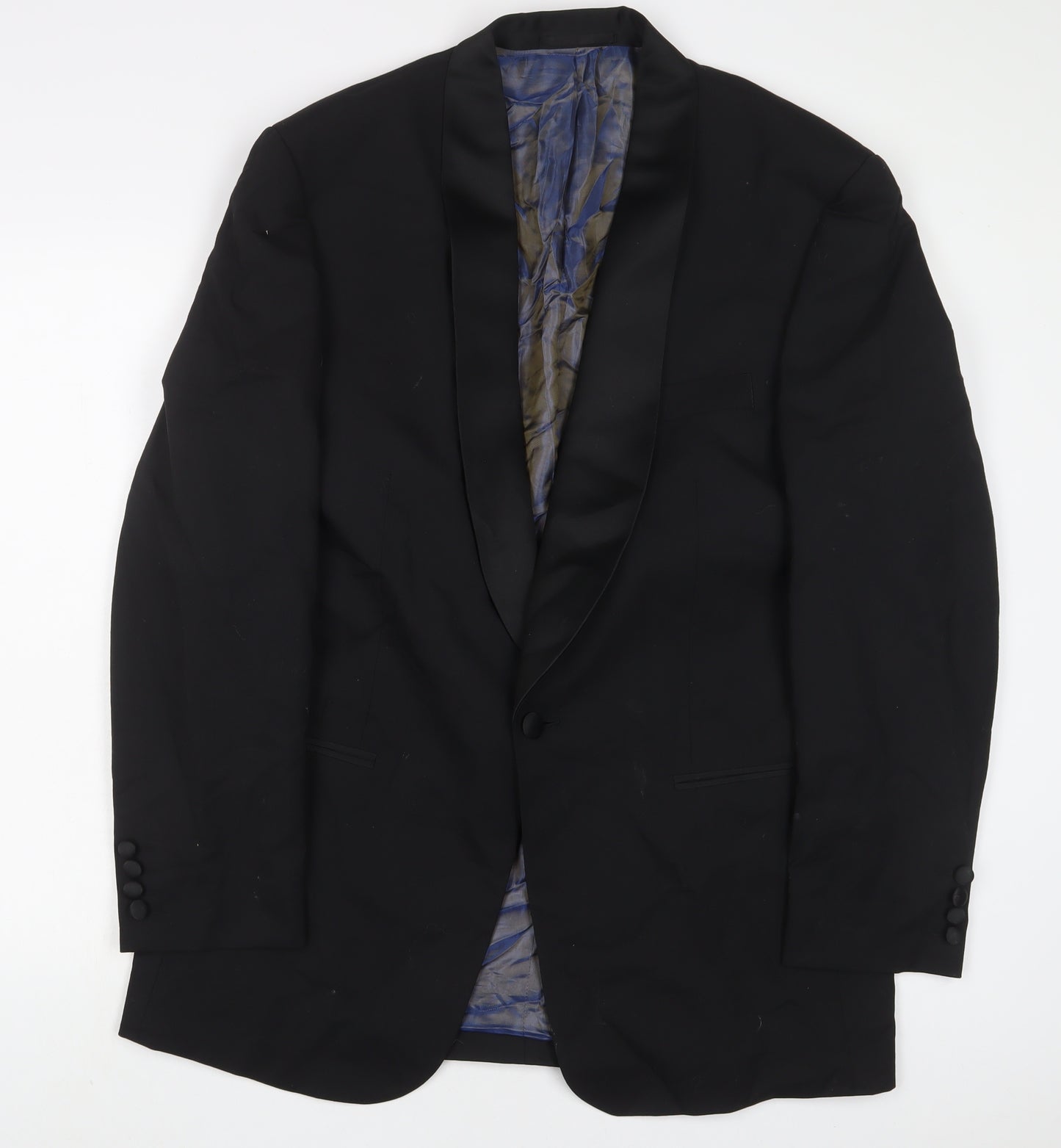 Moss Bros Mens Black Wool Jacket Suit Jacket Size 42 Regular