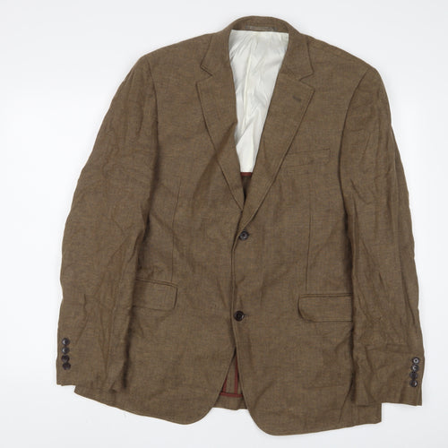 Howick Tailored Mens Brown Linen Jacket Suit Jacket Size 42 Regular