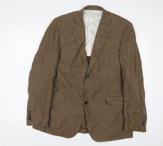 Howick Tailored Mens Brown Linen Jacket Suit Jacket Size 42 Regular