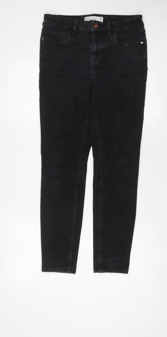 NEXT Womens Black Cotton Skinny Jeans Size 10 L29 in Regular Zip