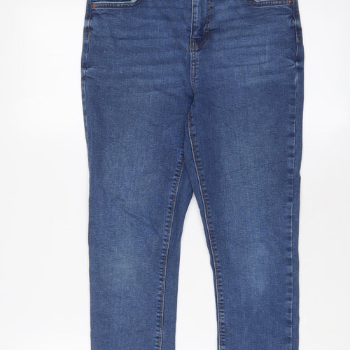 Denim & Co. Womens Blue Cotton Skinny Jeans Size 12 L26 in Regular Zip