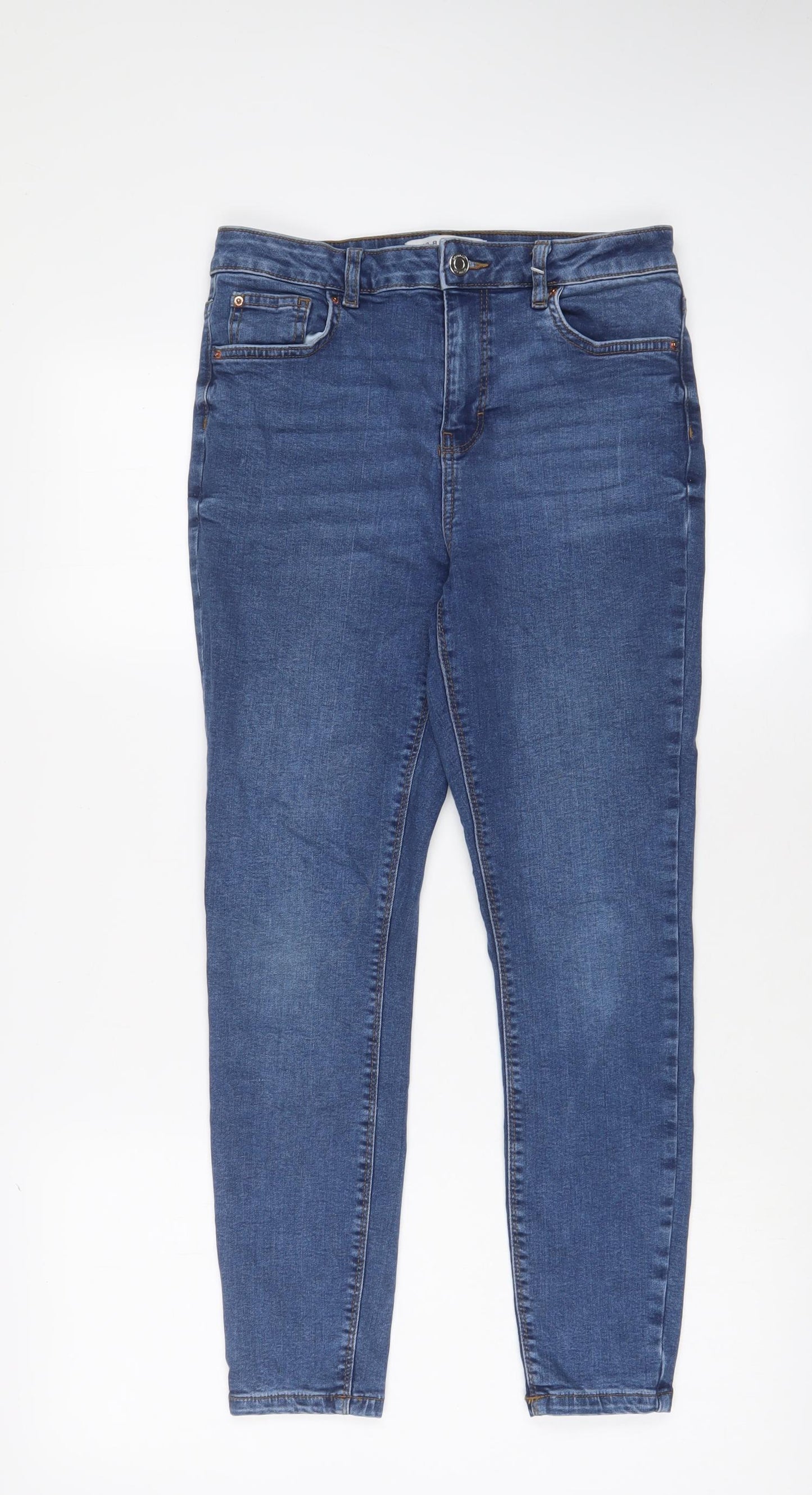 Denim & Co. Womens Blue Cotton Skinny Jeans Size 12 L26 in Regular Zip