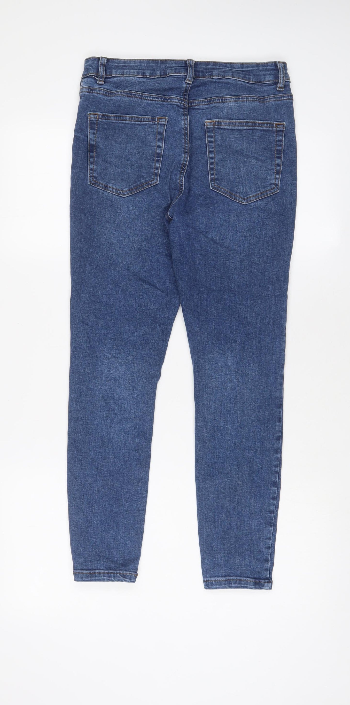 Denim & Co. Womens Blue Cotton Skinny Jeans Size 12 L26 in Regular Zip