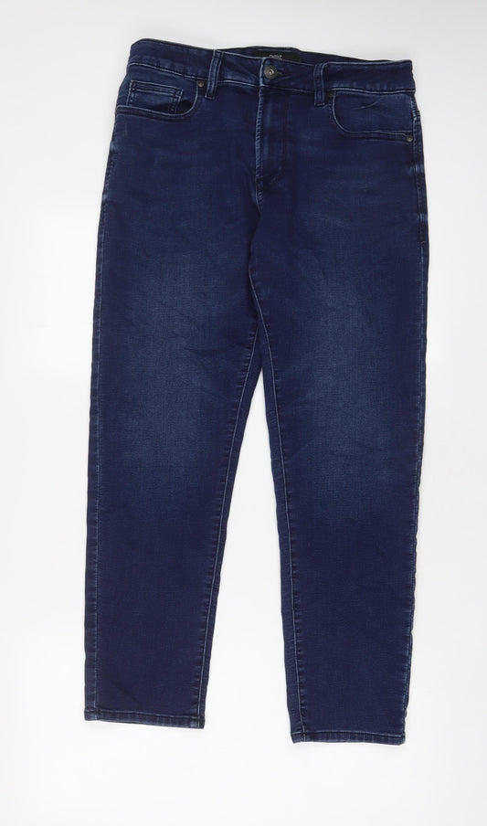 NEXT Mens Blue Cotton Straight Jeans Size 32 in L29 in Slim Zip - Short Leg