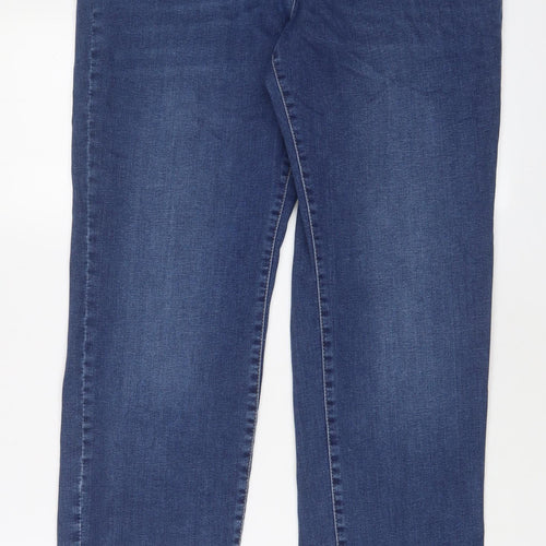 NEXT Womens Blue Cotton Straight Jeans Size 20 L31 in Slim Zip