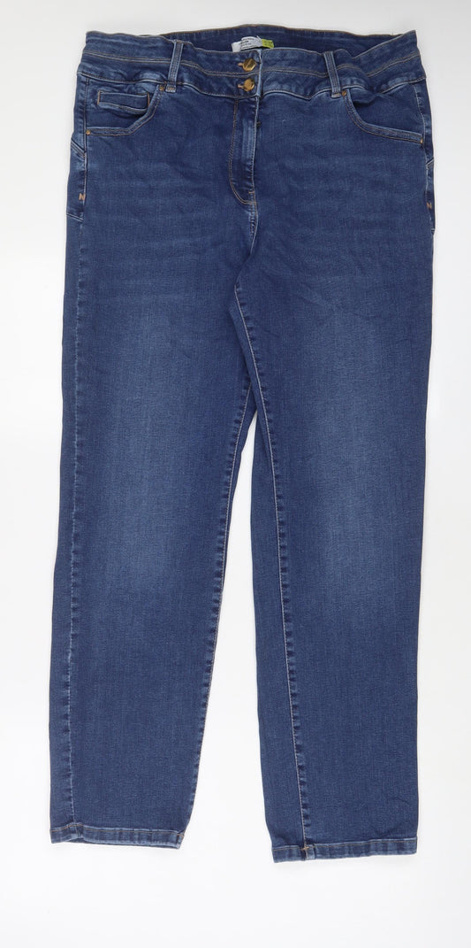 NEXT Womens Blue Cotton Straight Jeans Size 20 L31 in Slim Zip