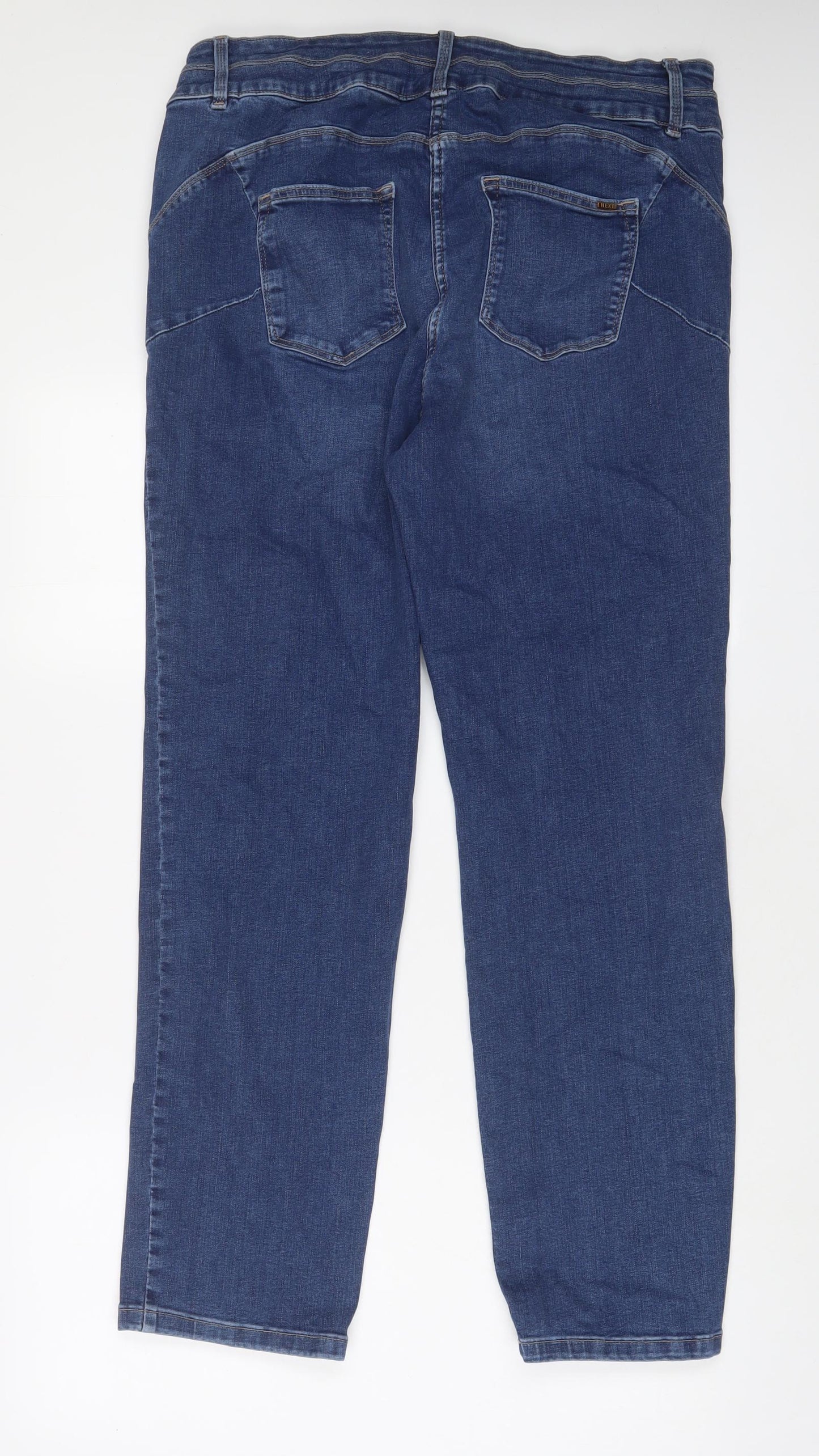 NEXT Womens Blue Cotton Straight Jeans Size 20 L31 in Slim Zip