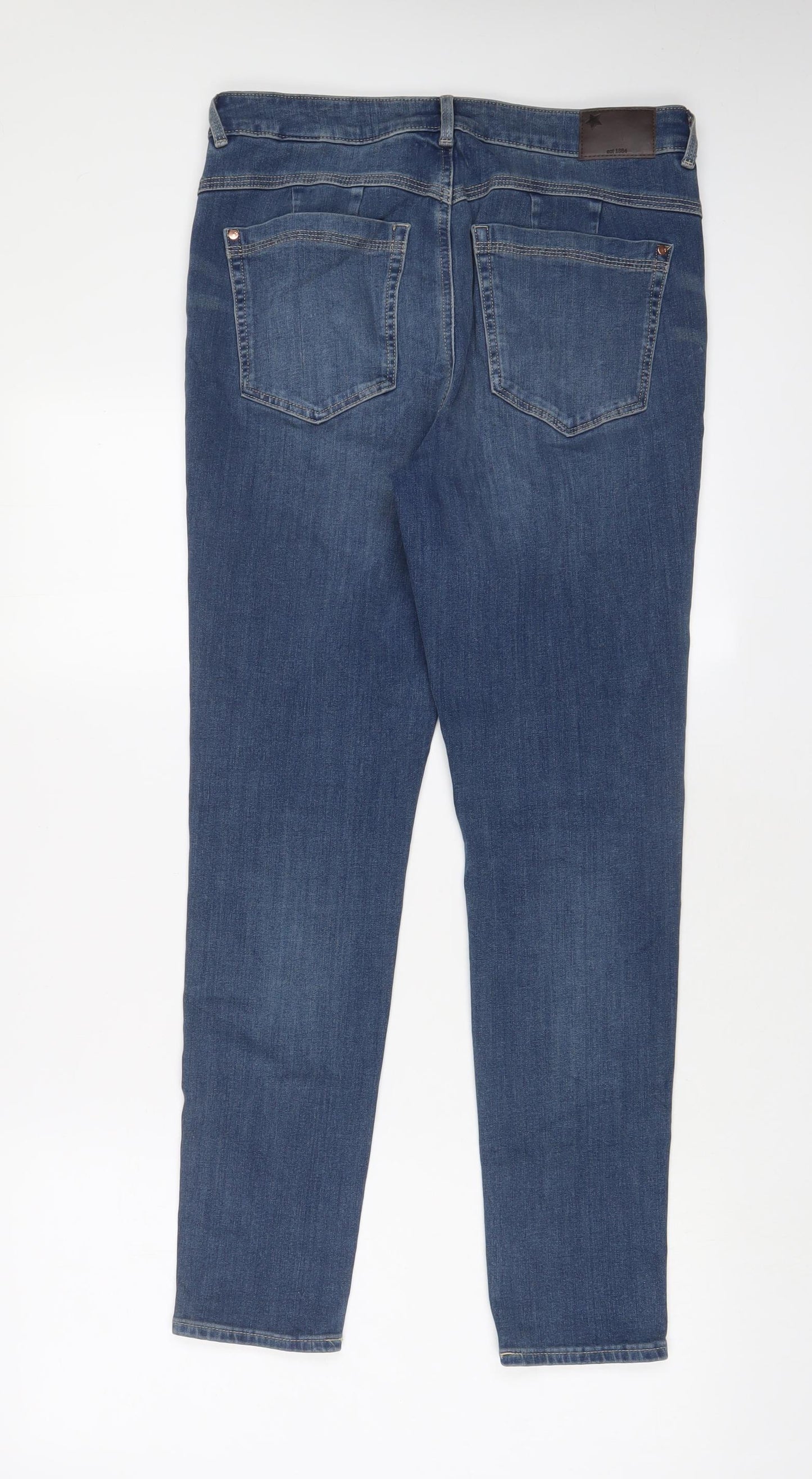 Marks and Spencer Womens Blue Cotton Skinny Jeans Size 20 L28 in Regular Zip