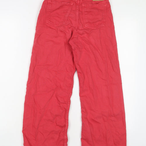 Zara Girls Pink Cotton Wide-Leg Jeans Size 10 Years L20 in Regular Zip - Adjustable waist