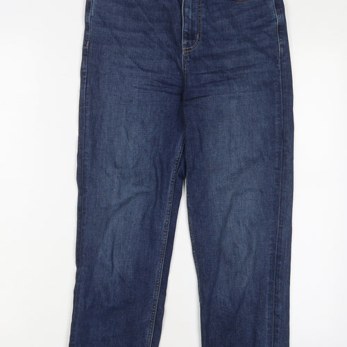 Marks and Spencer Womens Blue Cotton Straight Jeans Size 10 L23 in Regular Zip