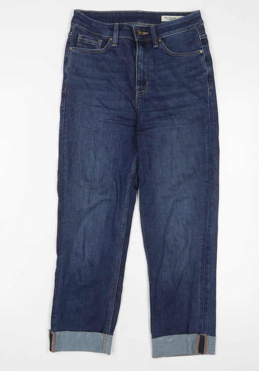 Marks and Spencer Womens Blue Cotton Straight Jeans Size 10 L23 in Regular Zip