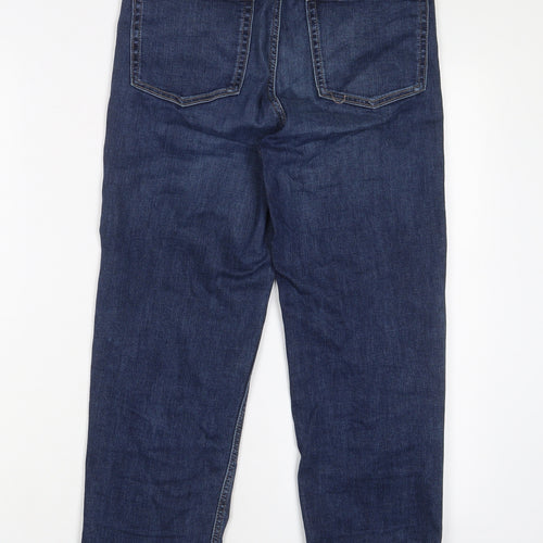 Marks and Spencer Womens Blue Cotton Straight Jeans Size 10 L23 in Regular Zip