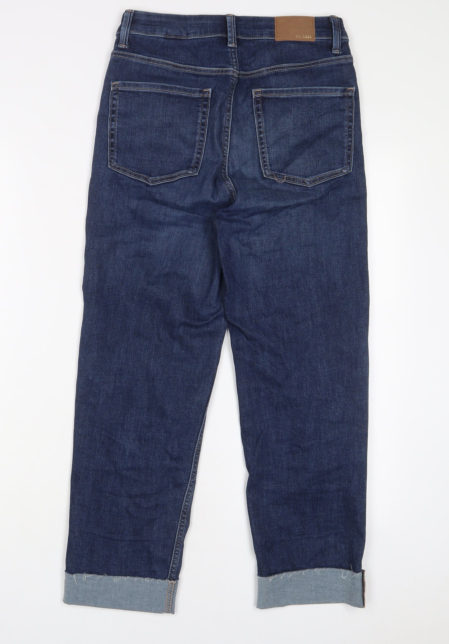 Marks and Spencer Womens Blue Cotton Straight Jeans Size 10 L23 in Regular Zip