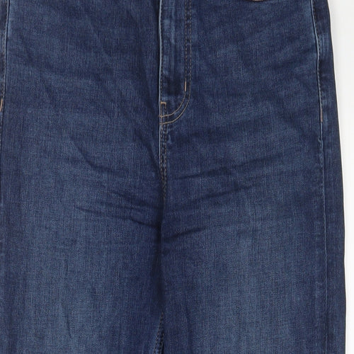 Marks and Spencer Womens Blue Cotton Straight Jeans Size 10 L23 in Regular Zip