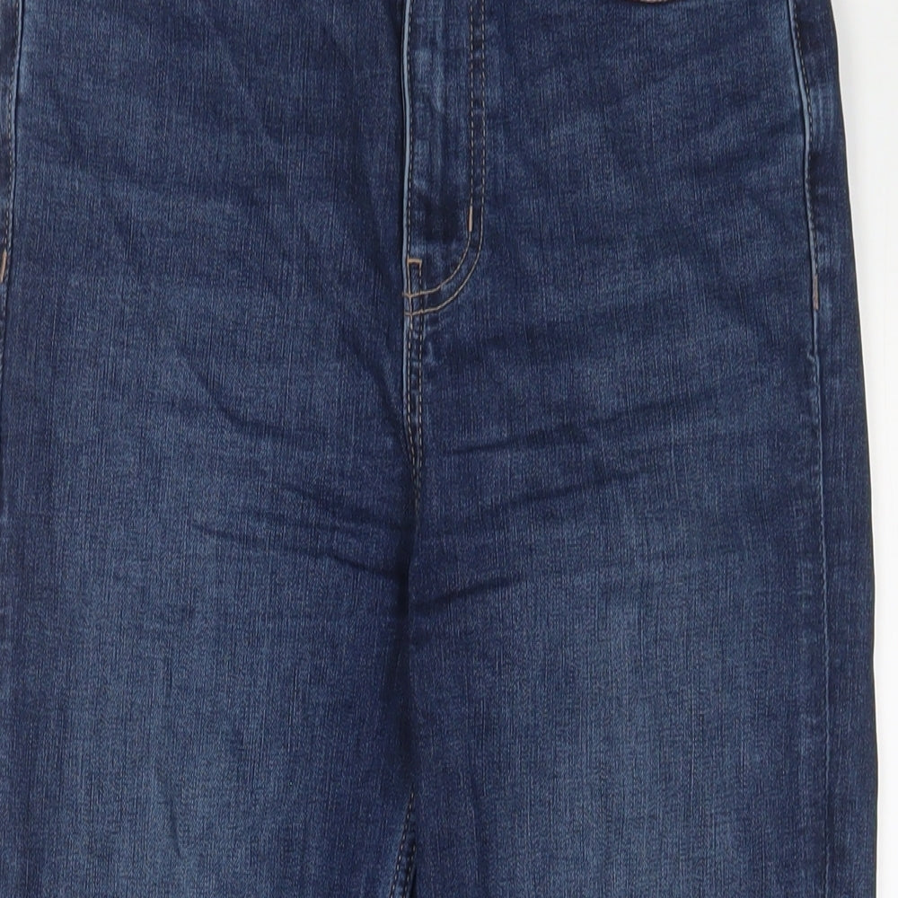 Marks and Spencer Womens Blue Cotton Straight Jeans Size 10 L23 in Regular Zip