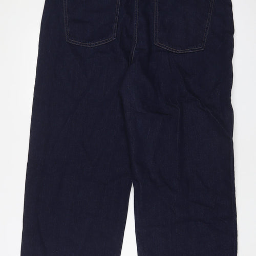 Marks and Spencer Womens Blue Cotton Wide-Leg Jeans Size 20 L27 in Regular Zip