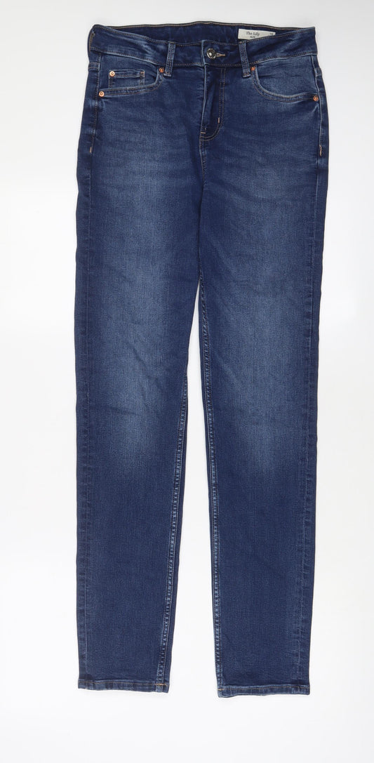 Marks and Spencer Womens Blue Cotton Straight Jeans Size 10 L31 in Slim Zip