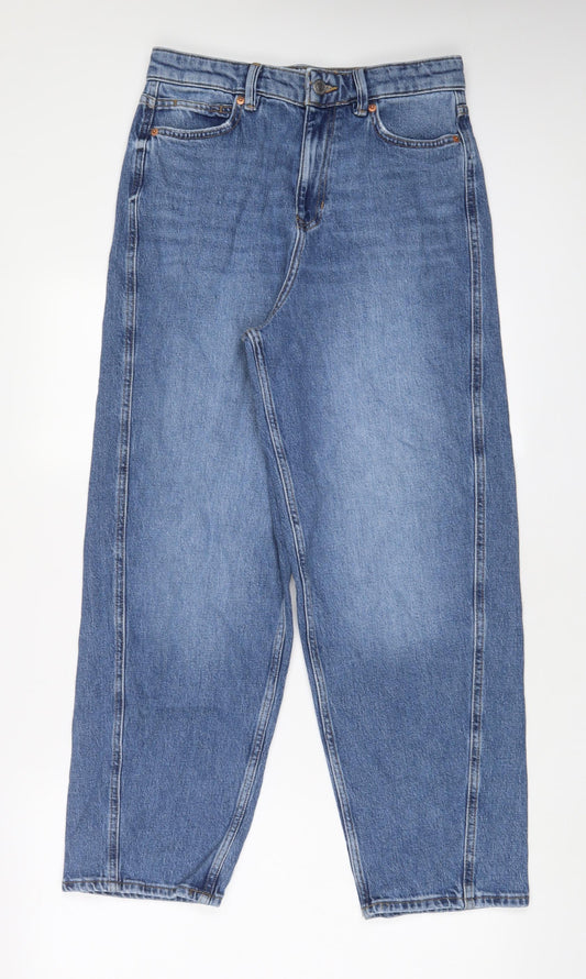 Marks and Spencer Womens Blue Cotton Straight Jeans Size 10 L30 in Regular Zip