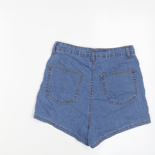 PRETTYLITTLETHING Womens Blue Cotton Basic Shorts Size 8 L3 in Regular Zip