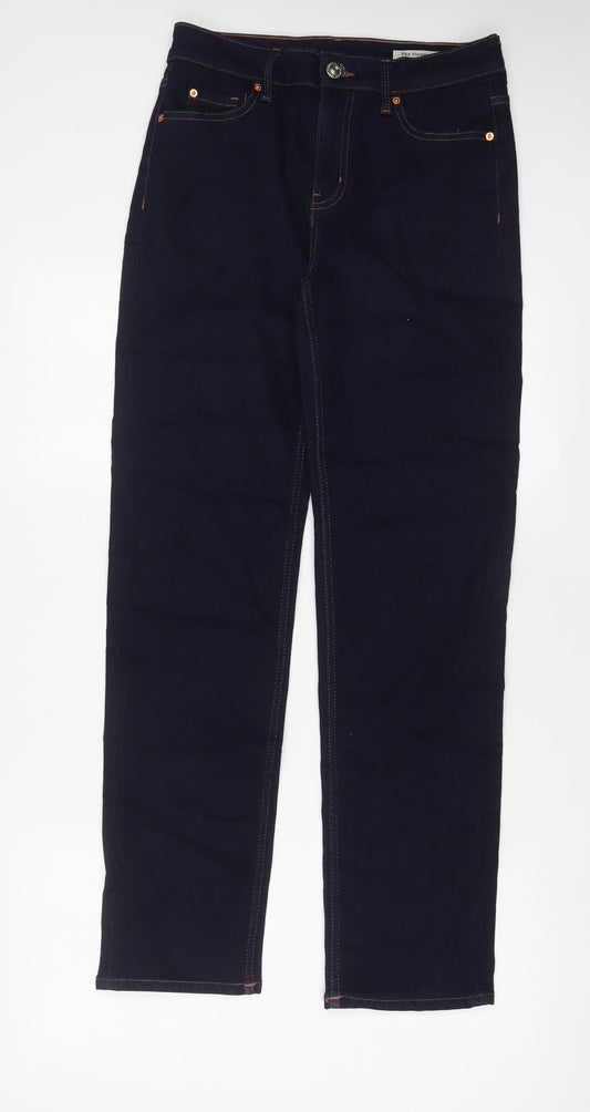 Marks and Spencer Womens Blue Cotton Straight Jeans Size 10 L30 in Regular Zip