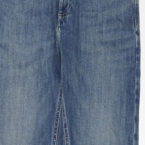 Marks and Spencer Mens Blue Cotton Straight Jeans Size 30 in L29 in Slim Zip - Short Leg