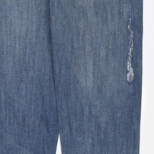 Marks and Spencer Mens Blue Cotton Straight Jeans Size 30 in L29 in Slim Zip - Short Leg