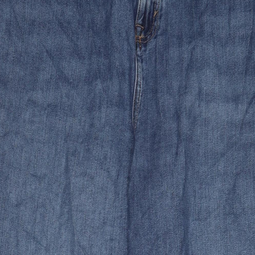 Marks and Spencer Womens Blue Cotton Wide-Leg Jeans Size 20 L32 in Regular Zip