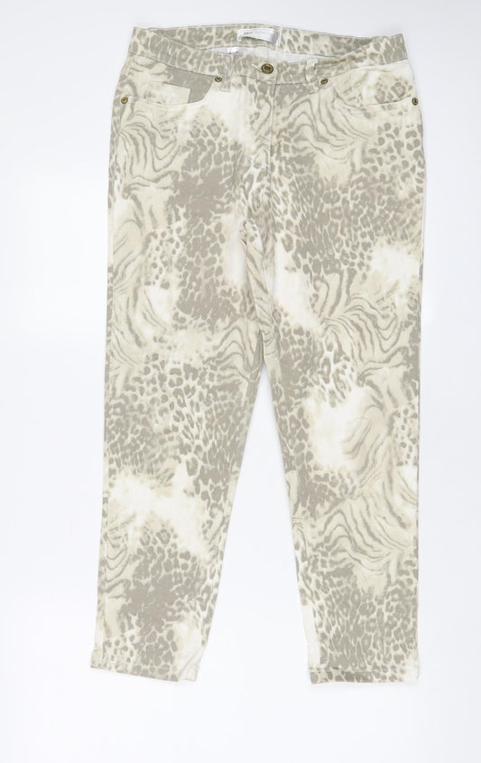 BPC Womens Beige Animal Print Cotton Skinny Jeans Size 12 L26 in Regular Zip