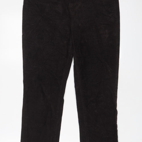 Marks and Spencer Womens Brown Cotton Trousers Size 14 L30 in Regular Zip